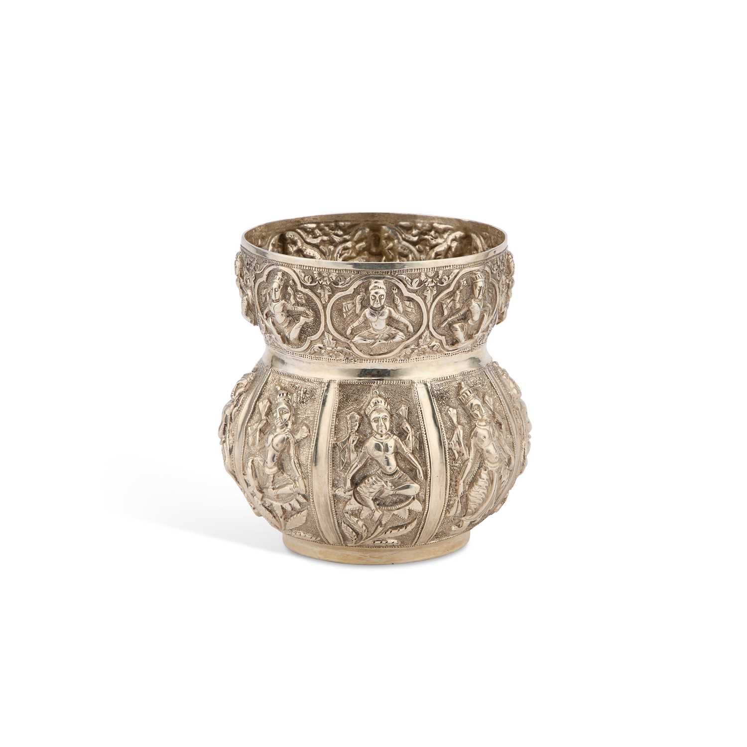 AN ANGLO-INDIAN SILVER BOWL OR VASE