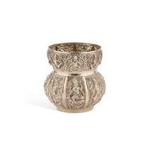 AN ANGLO-INDIAN SILVER BOWL OR VASE
