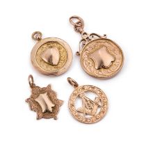 FOUR 9 CARAT GOLD FOBS/ MEDALLIONS