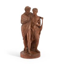 A 19TH CENTURY TERRACOTTA GROUP OF BACCHUS AND ARIADNE