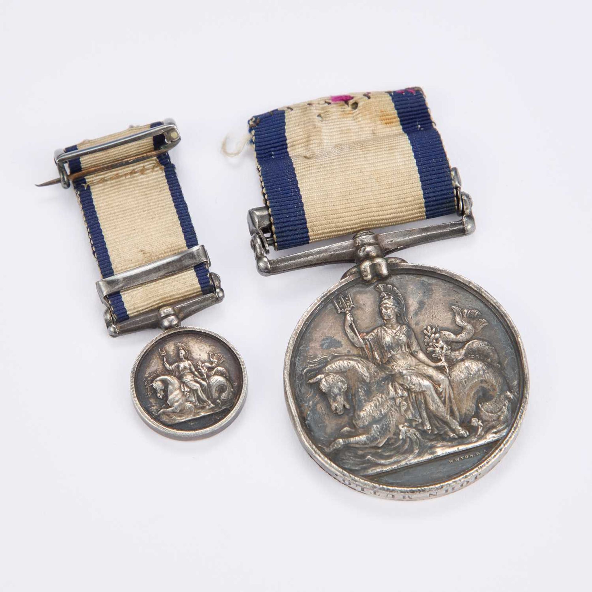A NAVAL GENERAL SERVICE MEDAL 1793-1840, WITH MINIATURE MEDAL - Image 2 of 3