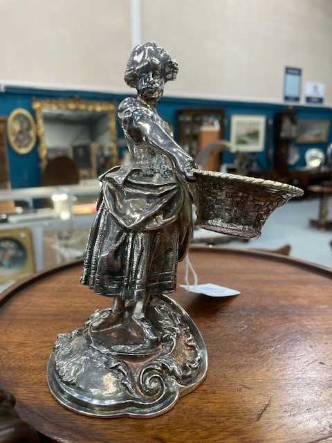A PAIR OF 19TH CENTURY CONTINENTAL SILVER-PLATED CAST FIGURAL SALTS - Image 5 of 5