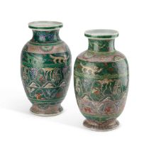 A LARGE PAIR OF CHINESE FAMILLE VERTE VASES, LATE 19TH/ EARLY 20TH CENTURY