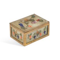 A CHINESE JADE AND SEMI-PRECIOUS STONE MOUNTED BOX, EARLY 20TH CENTURY