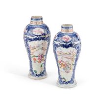 A PAIR OF LATE 18TH CENTURY CHINESE MANDARIN PATTERN VASES