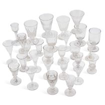 A LARGE COLLECTION OF ANTIQUE AND LATER DRINKING GLASSES