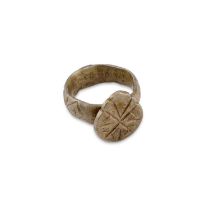 AN ANCIENT BYZANTINE SILVER RING, CIRCA 1200 A.D.