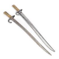 TWO FRENCH 1866 PATTERN CHASSEPOT SWORD BAYONETS