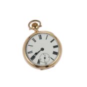 A 14K GOLD ROLEX OPEN FACED POCKET WATCH