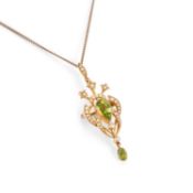 A PERIDOT AND SEED PEARL NECKLACE