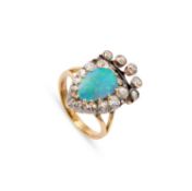 AN OPAL AND DIAMOND RING