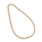 A 9CT GOLD BEAD NECKLACE