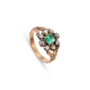 A MID-19TH CENTURY EMERALD AND DIAMOND RING