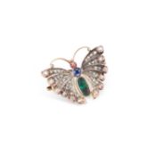 AN ANTIQUE OPAL, SAPPHIRE AND DIAMOND BROOCH