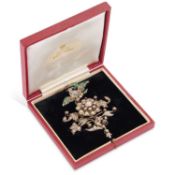AN EARLY 19TH CENTURY DIAMOND AND ENAMEL BROOCH