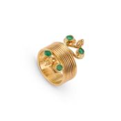 AN EMERALD AND YELLOW GOLD RING BY LALAOUNIS