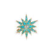 A TURQUOISE-SET STAR BROOCH