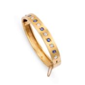 AN MID-VICTORIAN DIAMOND AND SAPPHIRE BANGLE