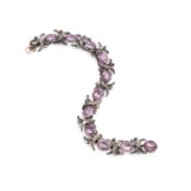 AN ANTIQUE PINK TOPAZ AND DIAMOND BRACELET