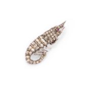 A DIAMOND-SET PRAWN BROOCH