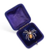 A DIAMOND AND TIGER'S EYE BROOCH