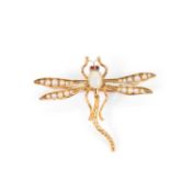 AN OPAL AND SEED PEARL BROOCH