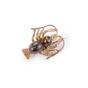A 9 CARAT GOLD BOULDER OPAL LOBSTER BROOCH