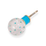 A JEWELLED, ENAMELLED, CARVED AND POLISHED ROCK CRYSTAL CANE HANDLE, IN THE MANNER OF FABERGÉ