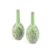 A PAIR OF CHINESE REPUBLIC GREEN-GROUND VASES