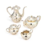A FINE CHINESE SILVER FOUR-PIECE TEA SERVICE