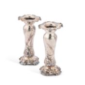 GORHAM: A RARE PAIR OF ART NOUVEAU AMERICAN SILVER MARTELÉ VASES