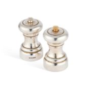 A PAIR OF ELIZABETH II SILVER SALT AND PEPPER GRINDERS