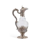 A LATE 19TH CENTURY FRENCH SILVER-MOUNTED CLARET JUG