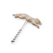AN ELIZABETH II SILVER NOVELTY CORKSCREW