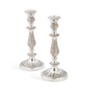 A LARGE PAIR OF CONTINENTAL SILVER CANDLESTICKS