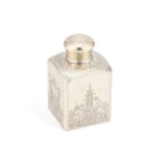 A LATE 19TH CENTURY RUSSIAN SILVER CHINOISERIE TEA CADDY