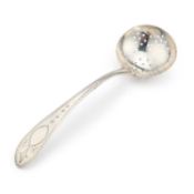A GEORGE III IRISH SILVER SIFTING SPOON