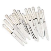 EIGHT PAIRS OF SILVER-HANDLED KINGS PATTERN TABLE AND DESSERT FORKS