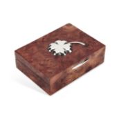 AN ITALIAN DIOR SILVER-MOUNTED WALNUT BOX
