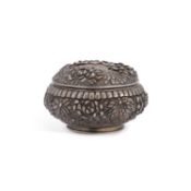 A CHINESE SILVER BOX AND COVER