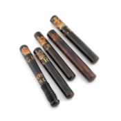 FIVE PAINTED WOODEN MINIATURE POLICE TRUNCHEONS