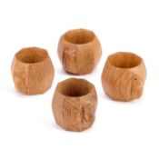 ROBERT THOMPSON OF KILBURN, FOUR MOUSEMAN OAK NAPKIN RINGS