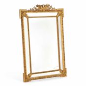 A LARGE LOUIS XVI STYLE GILTWOOD MIRROR, LATE 19TH CENTURY