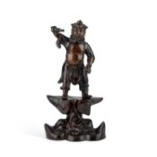A RARE AND FINELY CAST LARGE CHINESE BI-COLOUR PATINATED BRONZE FIGURE OF LI TIEH-KUAI