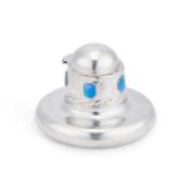 ARCHIBALD KNOX (1864-1933) FOR LIBERTY & CO, A TUDRIC PEWTER AND ENAMEL INKWELL