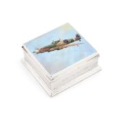 AN AMERICAN STERLING SILVER AND ENAMEL BOX