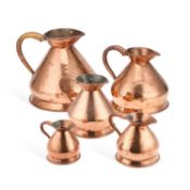 FIVE GRADUATED 19TH CENTURY COPPER HAYSTACK MEASURES
