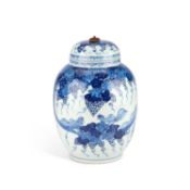 A CHINESE BLUE AND WHITE 'SQUIRREL AND GRAPE' JAR AND COVER