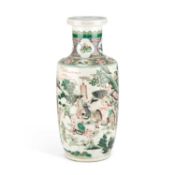 A LARGE CHINESE FAMILLE VERTE ROULEAU VASE