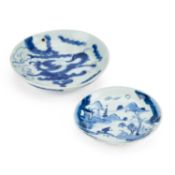TWO CHINESE BLUE AND WHITE DISHES